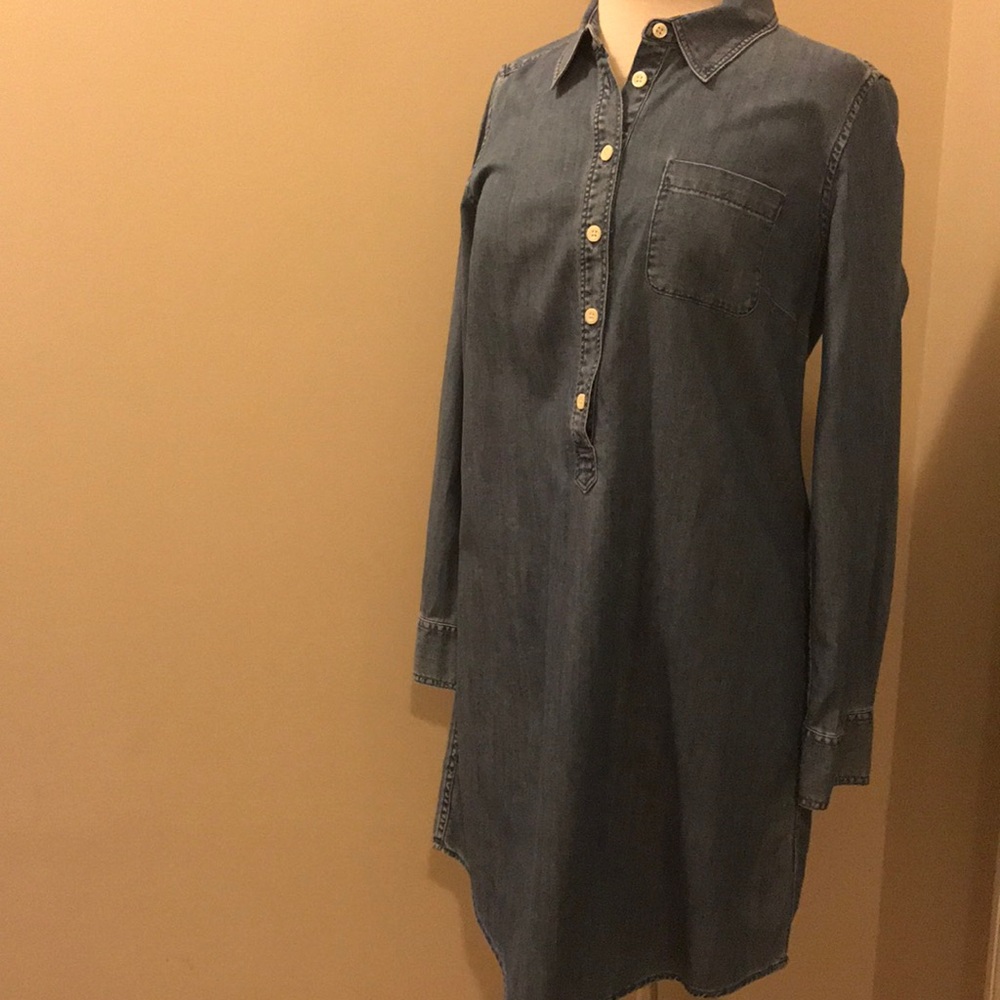 💙J.Crew Denim Long Sleeve Dress w/ button down - S